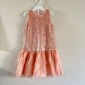 Peppermint  Sequined Tulle Rose Gold Dress Size 8 NWT